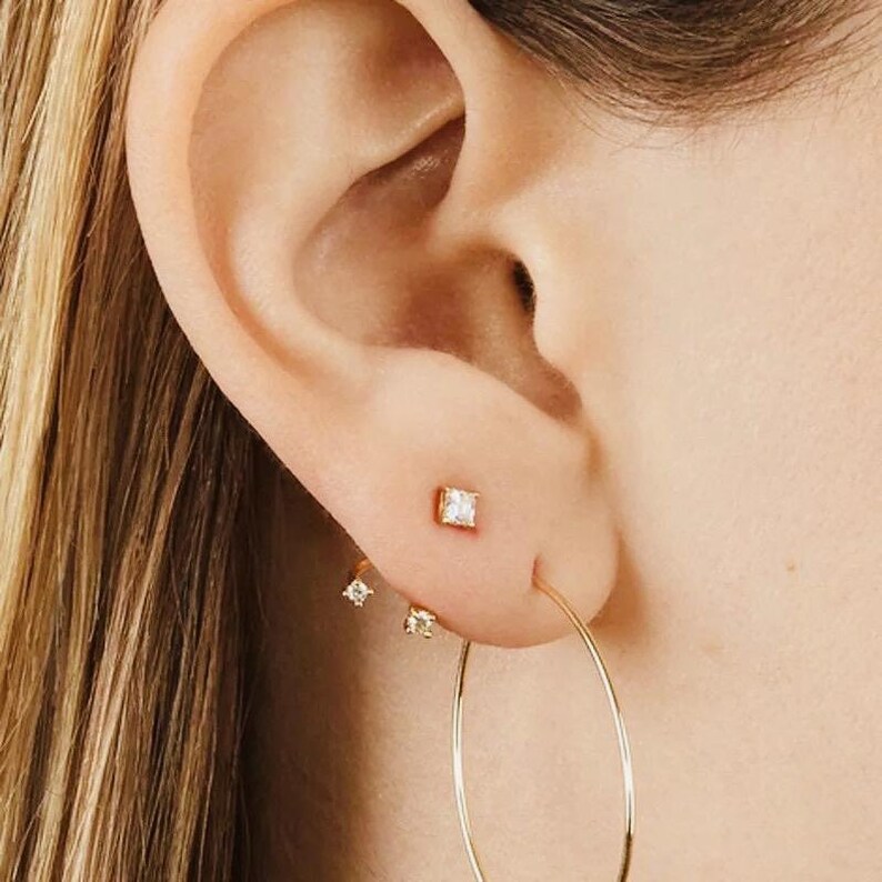 Under Lobe Gold Diamond Cuff Pack Set of Three Earrings