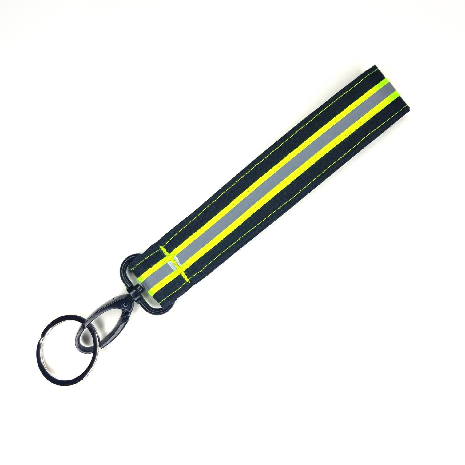 ❤️Buy 2 FREE SHIPPING❤️Firefighter Reflective Turnout Gear Keychain | Personalized Nomex Kevlar Key Fob | Fire Department Gift