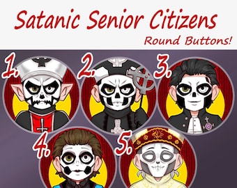 Satanic Senior Citizens Round Buttons!