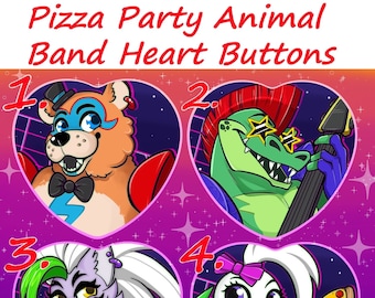 Pizza Party Animal Band Heart Buttons!