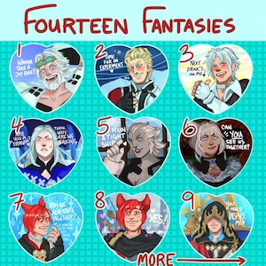 Fourteen Fantasies Heart Buttons!