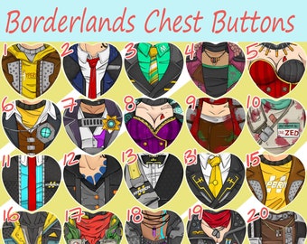 Borderlands Chest Heart Buttons!