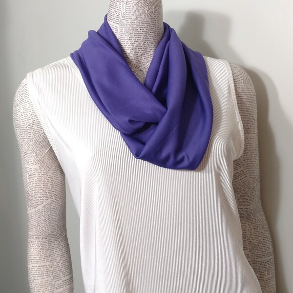 Royal Purple Jewel Tone Soft polyester knit womans infinity scarf.  Great drape, Wear solo or in 2 scarf combos. Sporty Casual Professional