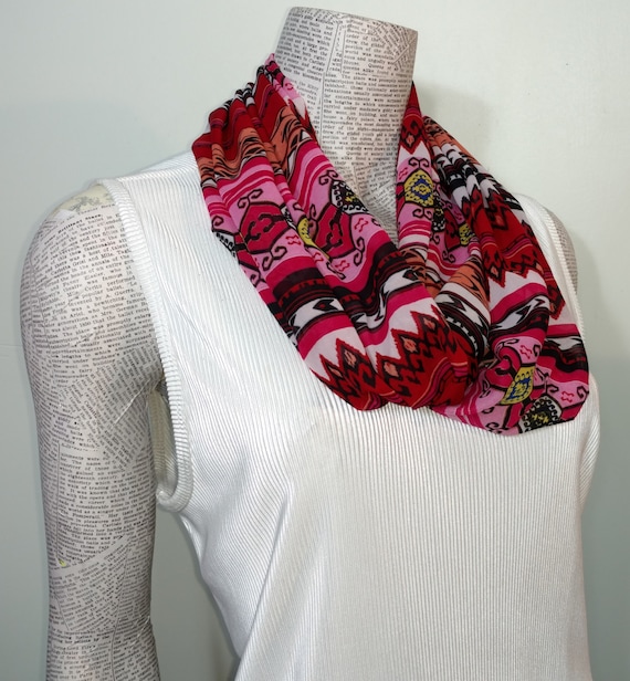 Lightweight Pink Metallic Print Brush Stroke Ladies Scarf