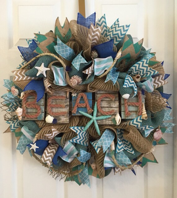 Beach Wreath Decor Front Door Wreathbeach Wedding Image 0