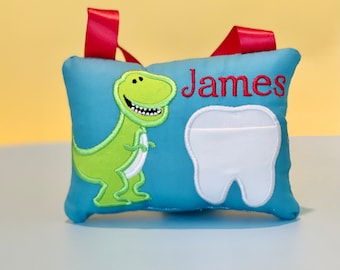 Personalized Dinosaur Tooth Fairy Pillow with Pocket
