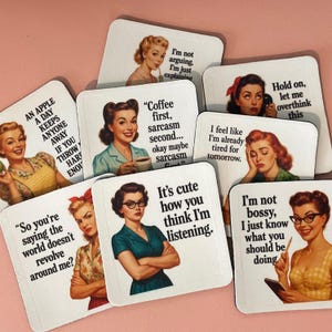 retro sarcastic coaster, Mat Rubber coaster, funny coaster, coffee lover coaster