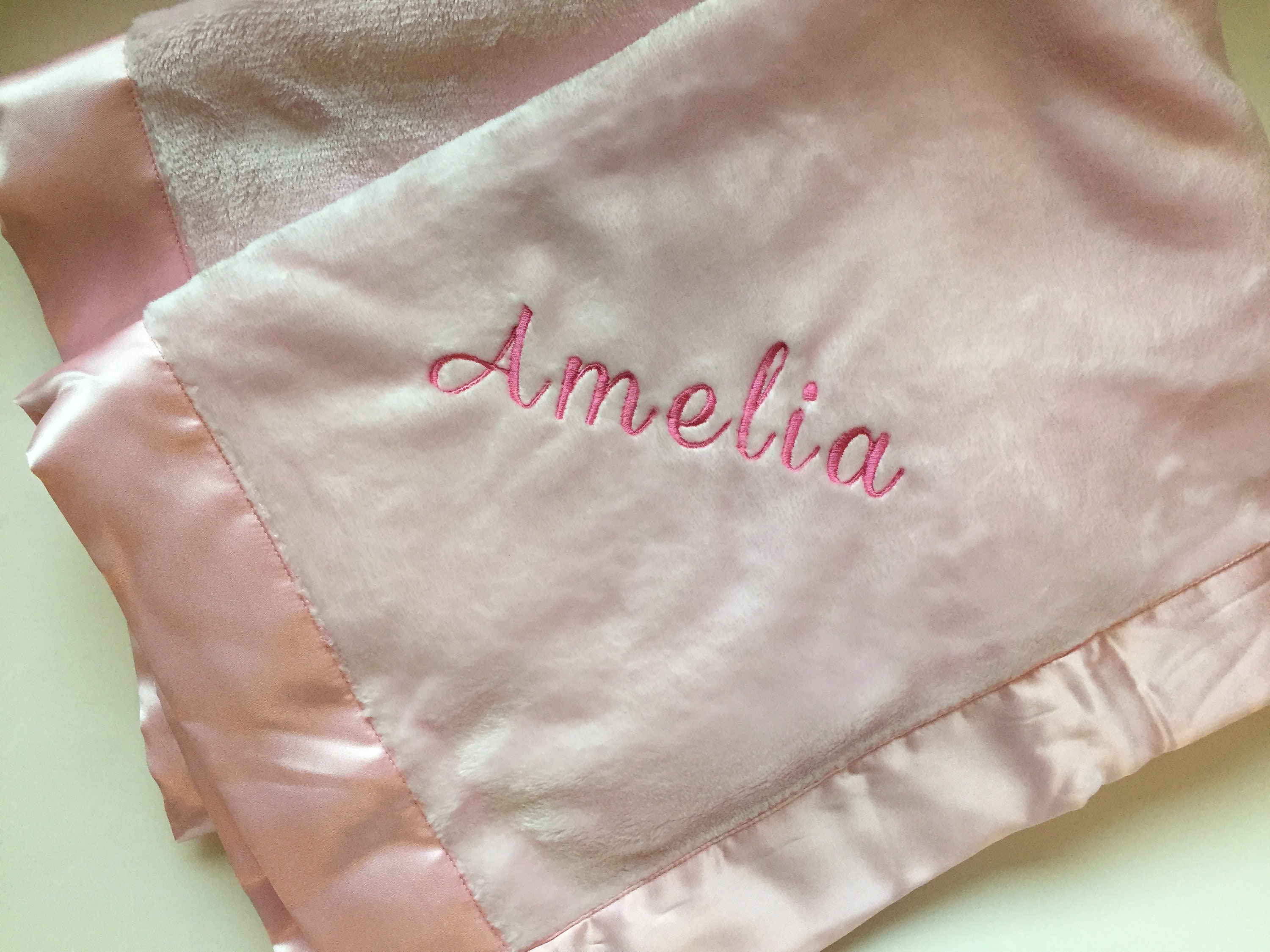Personalized embroidered baby blanket with satin trim Etsy