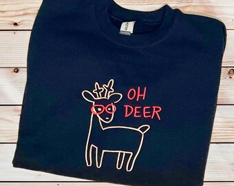 Embroidered Christmas sweatshirt/Funny Christmas sweatshirt/Christmas Gift/ Reindeer sweatshirt/Christmas