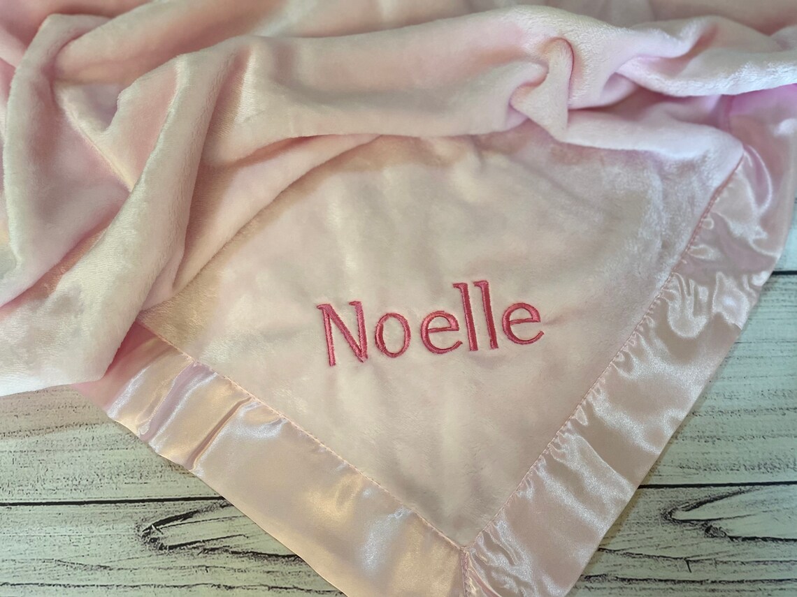 Personalized Embroidered Baby Blanket With Satin Trim Etsy
