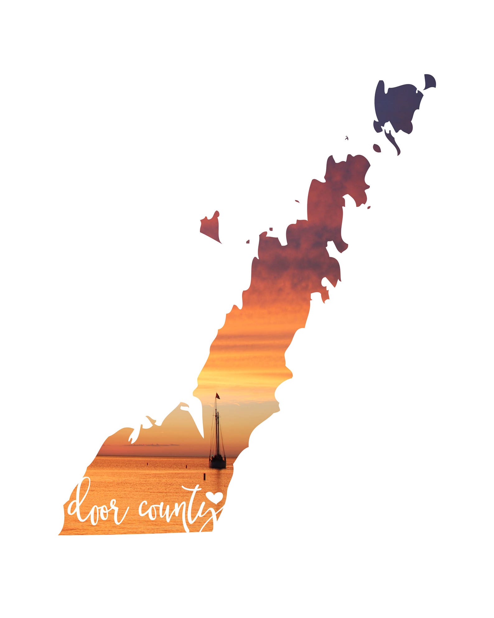 Door County Map Door County Wisconsin Door County Art Door Etsy