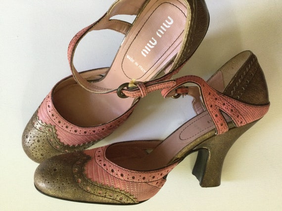 Mark Down! MIU MIU Vintage Retro Pumps,2002 AW, 10s, Bronze and