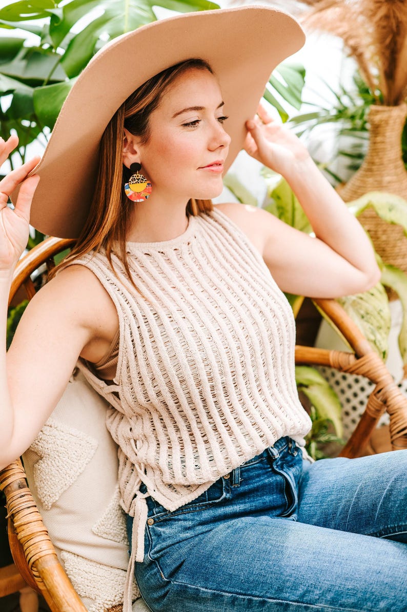Leopard Print Earring Animal Print Abstract Design Funky Jewelry Gift Women Statement Accessory Lightweight Paper Circle Geometric Shape image 8