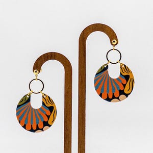 CHARLEY Floral Paper Dangle Earrings: Abstract Boho Statement Jewelry