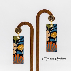 Pendientes colgantes florales: Joyería de papel retro moderna, sin níquel.