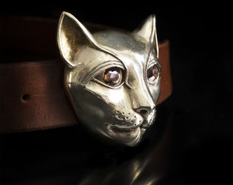 CAT-BELT, Pussy Cat Buckle, Belt Buckle, Kitten : Artist Designed and Handmade.