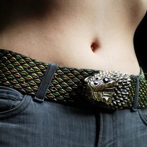 VIPER Belt Emerald. Large Snake Belt. Handmade.BeltBuckle.Buckle.SnakeBuckle.Quetzalcoatl.Serpent image 3