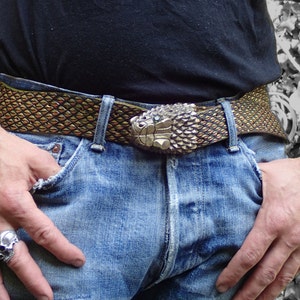 VIPER Belt Emerald. Large Snake Belt. Handmade.BeltBuckle.Buckle.SnakeBuckle.Quetzalcoatl.Serpent image 7