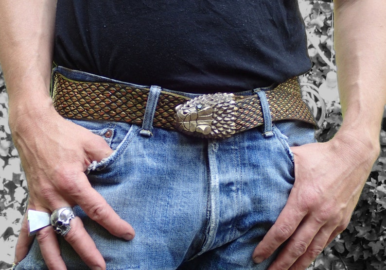 VIPER Belt Emerald. Large Snake Belt. Handmade.BeltBuckle.Buckle.SnakeBuckle.Quetzalcoatl.Serpent image 7
