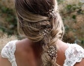 Bridal hair pins, rose gold hair pins, bridal hair accessories, rose gold wedding jewelry, rose gold hair vine, plait accessories