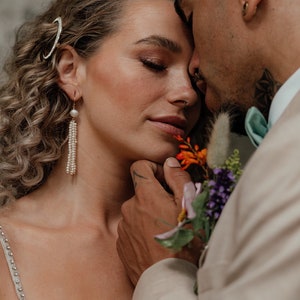 Pearl tassel bridal earrings, boho tassel earrings, seed pearl earrings, boho wedding earrings, gold tassel earrings, boho bridal earrings image 1