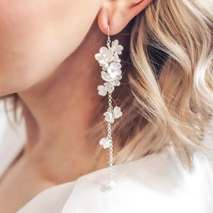 BELGRAVE // Bridal Earrings // Hand sculpted luxury clay flower bridal earrings, floral wedding earrings, earrings for bride