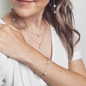 Keshi Pearl Bracelet: Gold Chain Boho Bridal Bracelet