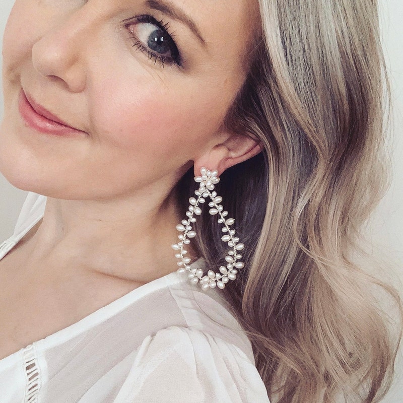 Teardrop Wedding Earrings Etsy