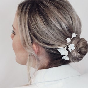 ROSEMOUNT // Bridal Hair Pins // Hand sculpted clay flower hair pins, floral hair slides, minimalist bride
