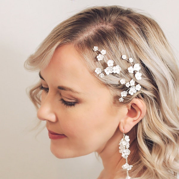 BELGRAVE // Bridal Hair Pins // Hand sculpted luxury clay flower hairpins, wedding hairpin set, minimalist bride