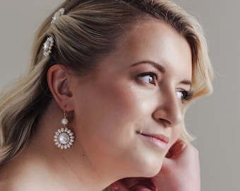 Handmade Pearl Bridal Earrings: Boho Wedding Jewelry