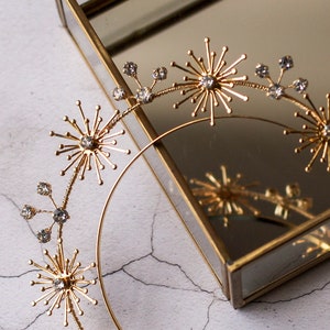 Gold Star Halo Headpiece, Celestial Bridal Crown, Star Tiara, Wedding Headband, Cosmic Hair Accessory, Astral Halo for Brides // CELESTE