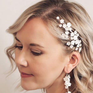 BELGRAVE // Bridal Hair Comb // Hand sculpted luxury clay flower hair comb, floral wedding comb, modern bride