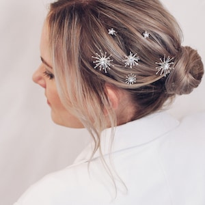 SKYLINE // Bridal Hair Pins // Celestial hair accessories, starburst hair pins, gold stars, silver stars, star hair slides image 1