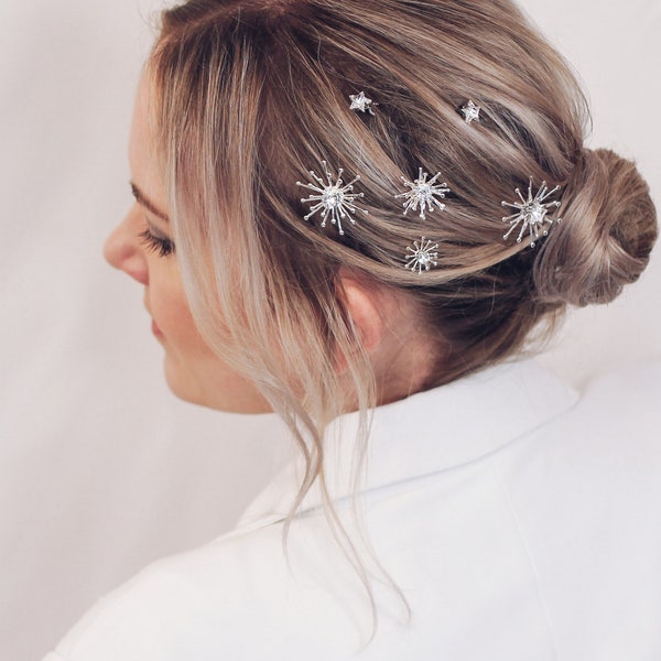 Star Bridal Hair Pins: Gold or Silver Celestial Accessories