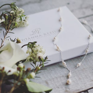Bridal back necklace, backdrop necklace, pearl back drop, freshwater pearl simple necklace for bride, sterling silver bridal accessories