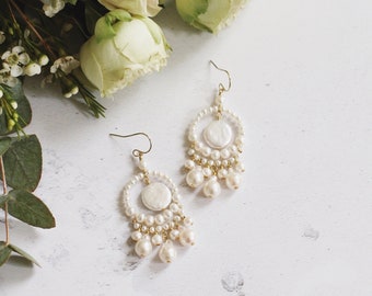 Handmade Boho Bridal Earrings: Baroque Freshwater Pearls | Unique Wedding Jewelry