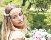 Bridal headpiece, head chain, boho headpiece, boho headdress, headchain, hair accessories, Swarovski crystal, silver forehead band, bohemian