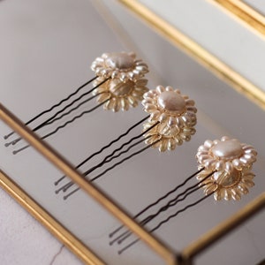 Bridal hair pins, wedding hair pins, simple pearl hair pins, modern bride hair accessories, boho bride hair slides, pearl hair slide image 4