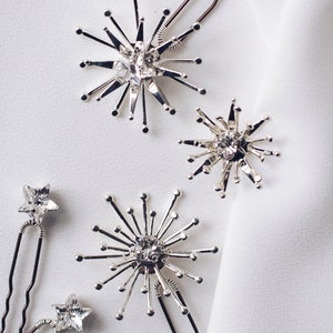 SKYLINE // Bridal Hair Pins // Celestial hair accessories, starburst hair pins, gold stars, silver stars, star hair slides image 2