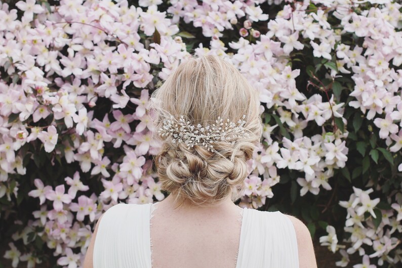 wedding hair accessories bridal hair vine gypsophila hair comb bridal pearl headpiece pearl and crystal hair comb Bridal hair comb