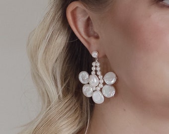 Boucles d'oreilles de mariée bohèmes, boucles d'oreilles de mariage tendance, boucles d'oreilles uniques faites main pour la mariée