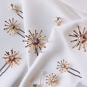 SKYLINE // Bridal Hair Pins // Celestial hair accessories, starburst hair pins, gold stars, silver stars, star hair slides image 3