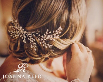 Bridal headpiece, bridal hair comb, bridal hair vine, bridal hair accessories, simple pearl comb, pearl hair piece, hair up, updo, bride