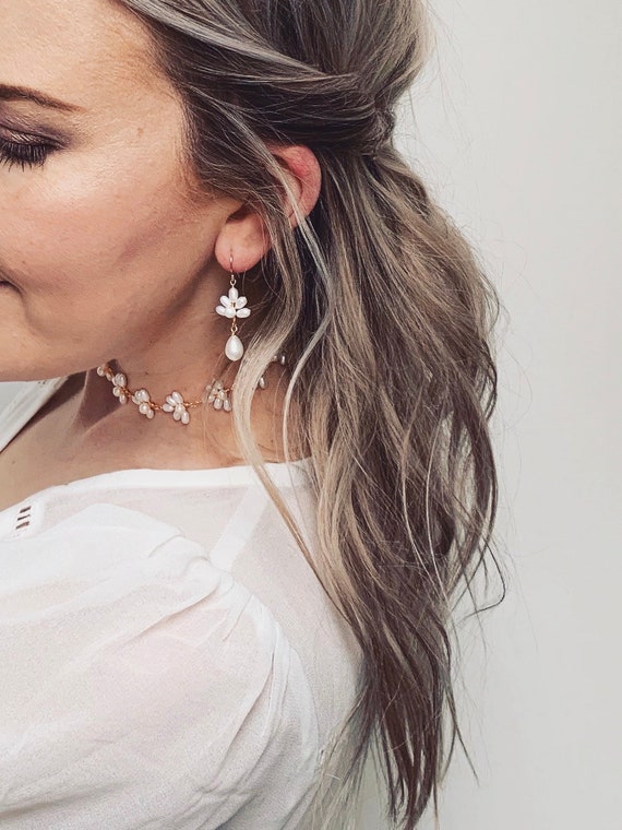 Bridal earrings, earrings, garden earrings, rose gold earrings - Garden  comb earrings - Style #9026 | Twigs & Honey ®, LLC