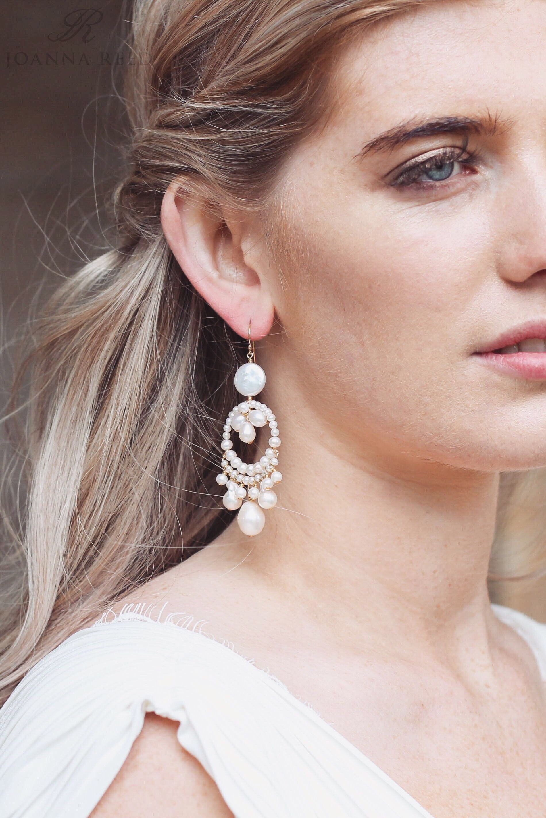 Boho Bridal Earrings Big Pearl Earrings Statement Earrings Etsy UK