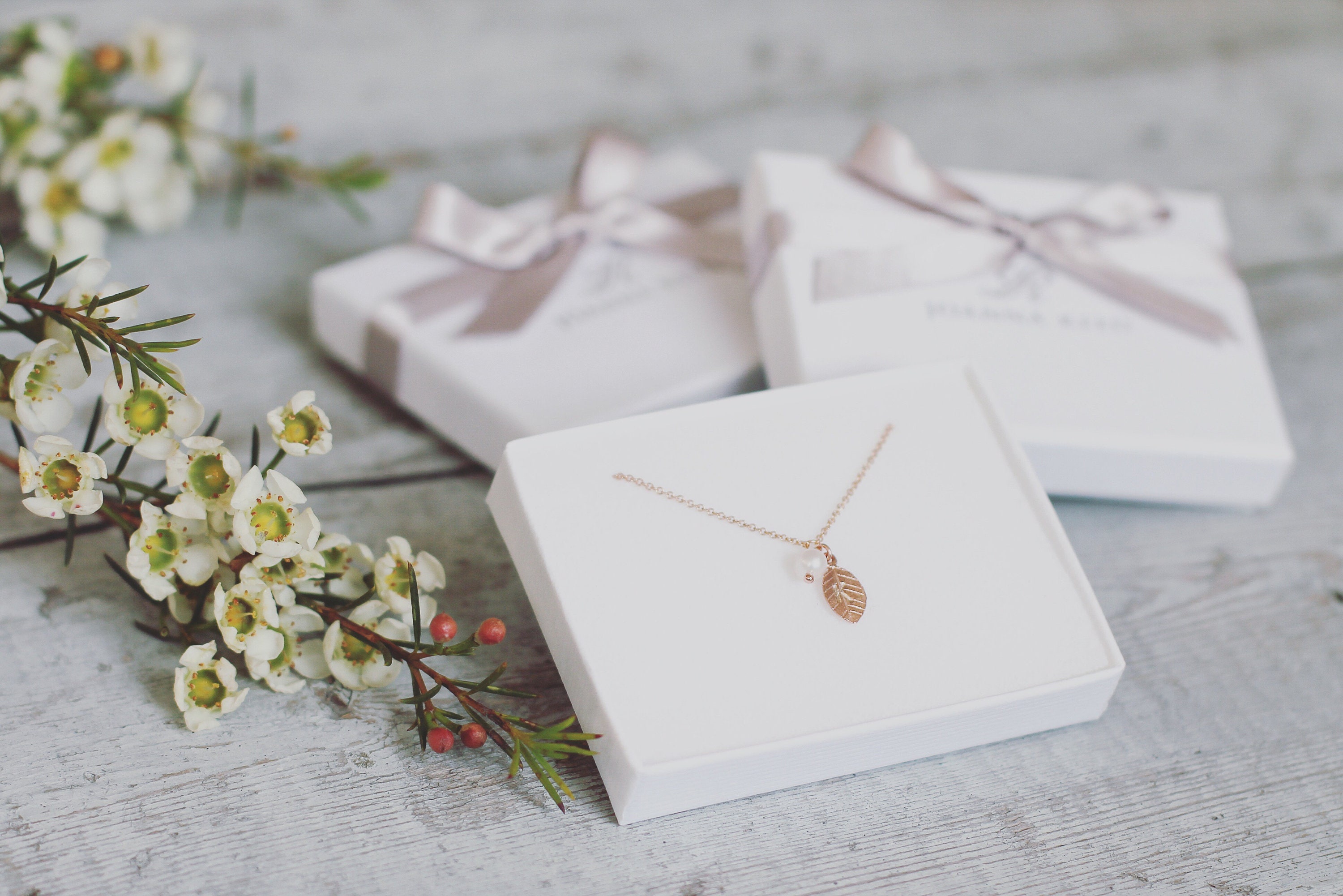 Personalized bridesmaid necklace rose gold leaf necklace | Etsy