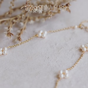 Boho bridal choker, gold bridal necklace, boho layering necklace, boho wedding necklace, simple freshwater pearl necklace image 5