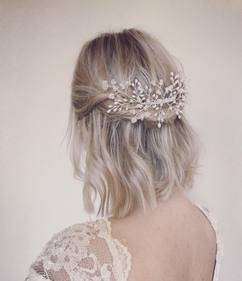 wedding hair accessories bridal hair vine gypsophila hair comb bridal pearl headpiece pearl and crystal hair comb Bridal hair comb
