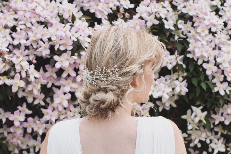 wedding hair accessories bridal hair vine gypsophila hair comb bridal pearl headpiece pearl and crystal hair comb Bridal hair comb